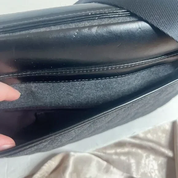 Knomo London Alfie Laptop Bag Briefcase Work Bag Black Leather Quilted Grey - Picture 6 of 11